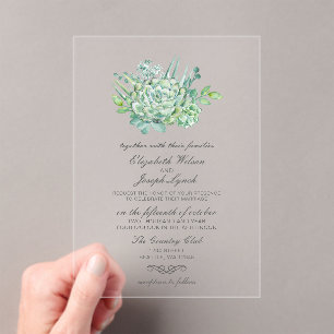 Sensationelle Sukkulente Hochzeitseinladungen Acryleinladungen