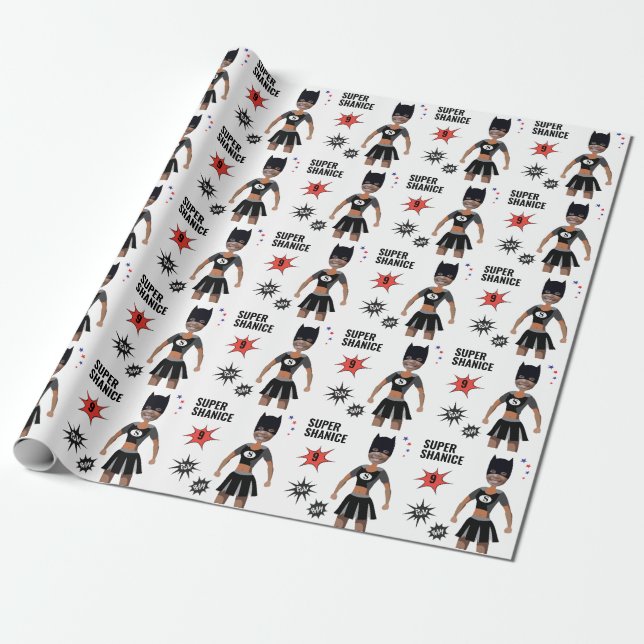 Sensationeller Superhero Niedlich Girl Panther Geb Geschenkpapier (Ungerollt)