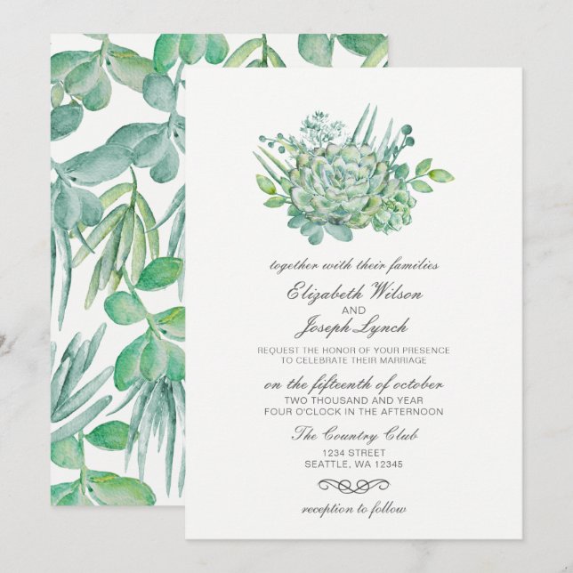 Sensationnel Succulents Invitations de mariage (Devant / Derrière)
