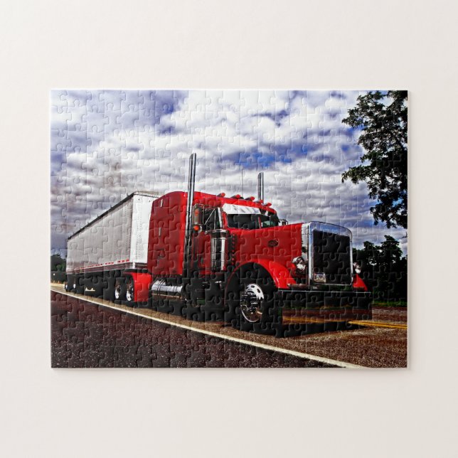 Sensenig rotes Peterbilt 379 Puzzlespiel (Horizontal)