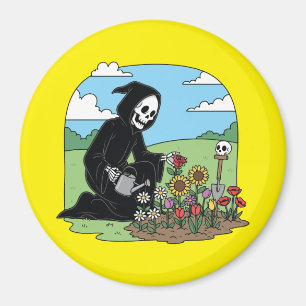 Sensenmann bewässert Blumen Magnet