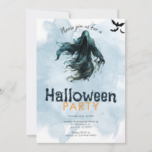 Sensenmann Fledermäuse Blaue Rauch Halloween-Party Einladung