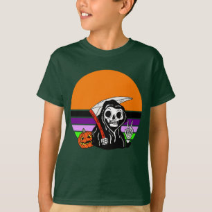 Sensenmann - Halloween Sonnenuntergang Kürbis T-Shirt