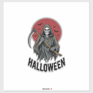 Sensenmann Halloween Vintage Gravur Kunst_1 Aufkleber