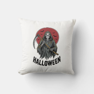 Sensenmann Halloween Vintage Gravur Kunst_1 Kissen