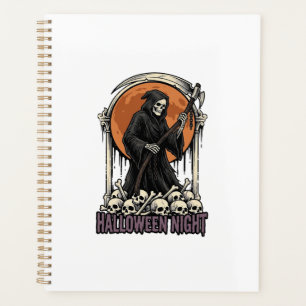 Sensenmann Halloween Vintage Gravur Weißes T-Shirt Planer