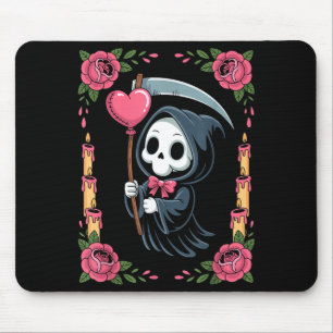 Sensenmann-Herz-Ballon-Rose-Kerze Gruselig Goth  Mousepad