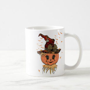 Sensenmann-Kopf von Scarecrow Pumpkin und Fall von Kaffeetasse