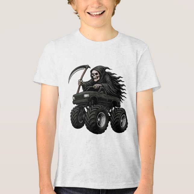 Sensenmann-Monstertruck Tri-Blend Shirt (Vorderseite)