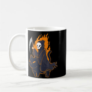 Sensenmann reitet gruselige schwarze Katze Hallowe Kaffeetasse