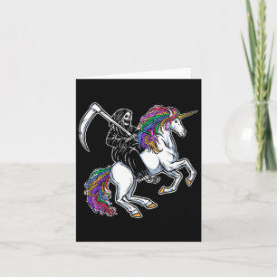 Sensenmann Riding Unicorn Regenbogen Skelett Hallo Karte