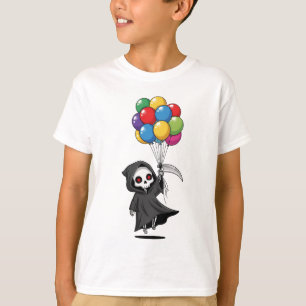 Sensenmann schwebt mit Luftballons für Kinder T-Shirt