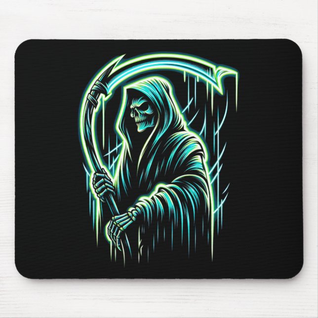 Sensenmann Skeleton Skull Coole Halloween-Schwerme Mousepad (Vorne)