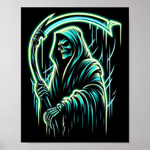 Sensenmann Skeleton Skull Coole Halloween-Schwerme Poster