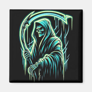 Sensenmann Skelett Schädel Cool Halloween Heavy Me Magnet