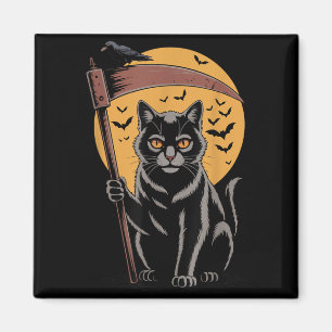 Sensenmann Tod Schwarze Katze Halloween Mama Fraue Magnet