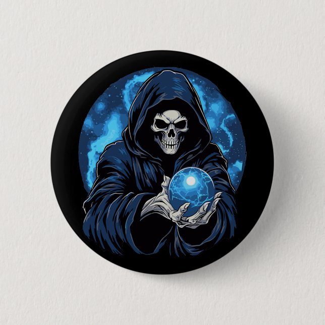 Sensenmann Tod Skelett Halloween  Button (Vorderseite)