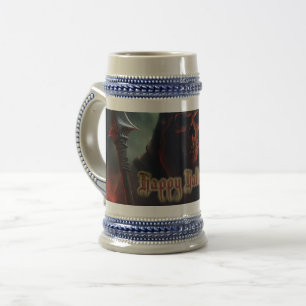 Sensenmann-Totenkopf-Halloween-Gruselkunst Bierglas