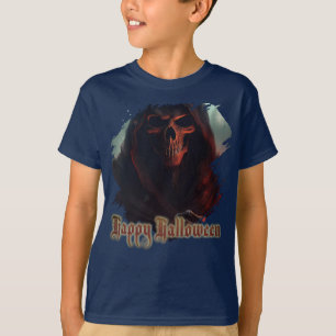 Sensenmann-Totenkopf-Halloween-Gruselkunst T-Shirt