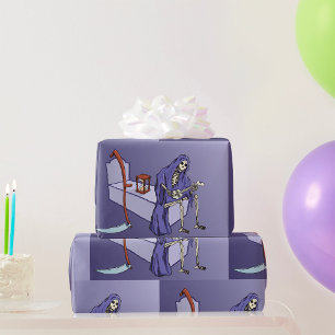 Sensenmann wartet mit Sanduhr Geschenkpapier