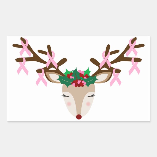 Sensibilisation au cancer du sein Stickers de Noël (Devant)