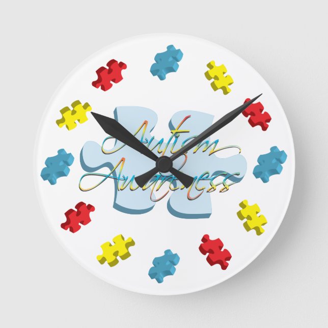 Sensibilisation sur l'autisme Puzzle Piece Horloge (Recto)