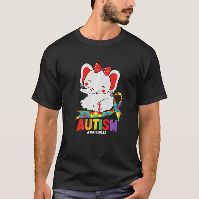 Sensibilisierung Elefant Mama Ohrringe Autismus He T-Shirt (Vorderseite)