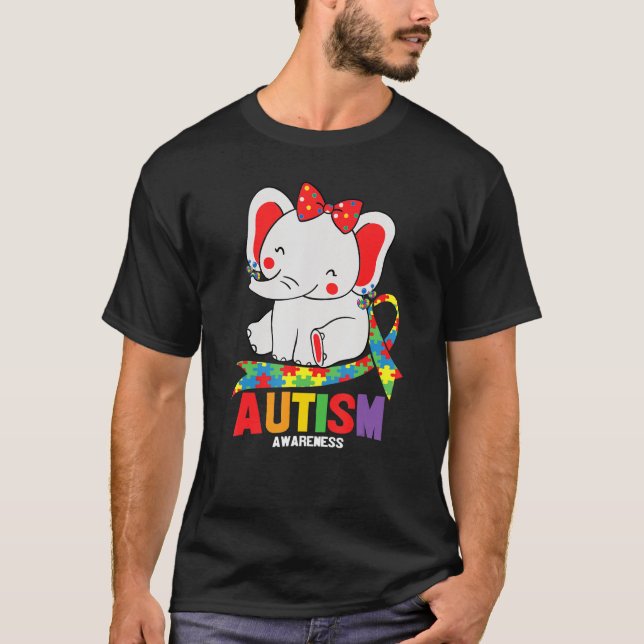 Sensibilisierung Elefant Mama Ohrringe Autismus He T-Shirt (Vorderseite)