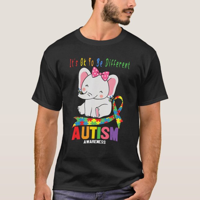 Sensibilisierung Elefant Mama Ohrringe Autismus He T-Shirt (Vorderseite)
