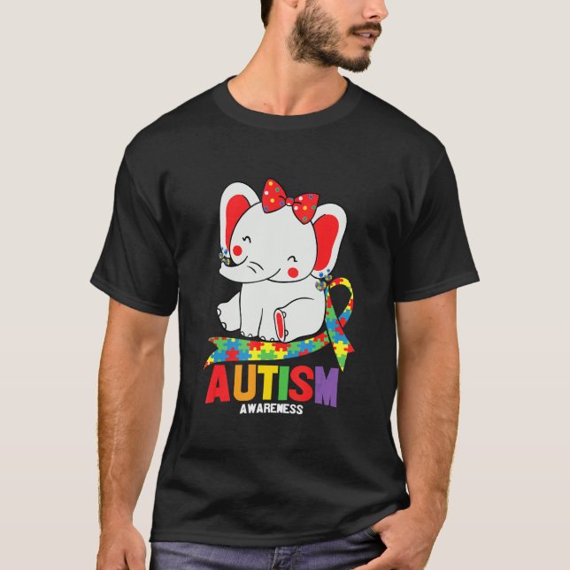 Sensibilisierung Elefant Mama Ohrringe Autismus He T-Shirt (Vorderseite)