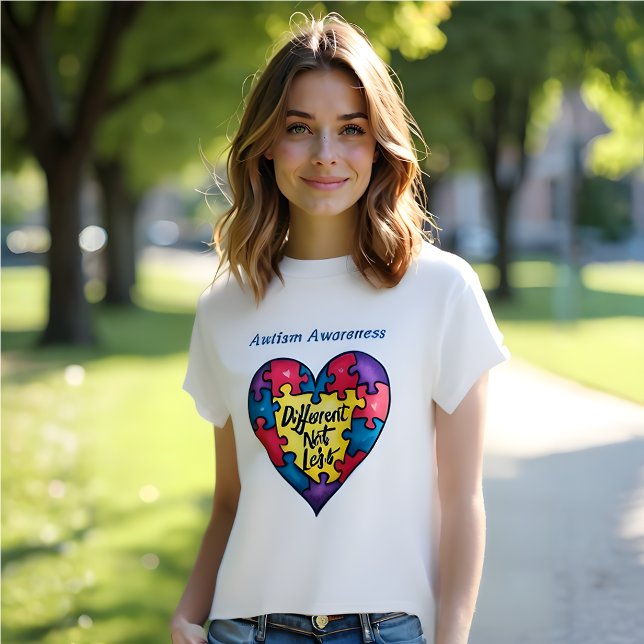 Sensibilisierung für Autismus 'nicht weniger' T-Shirt (Autism Awareness T-Shirt.  'Different Not Less')