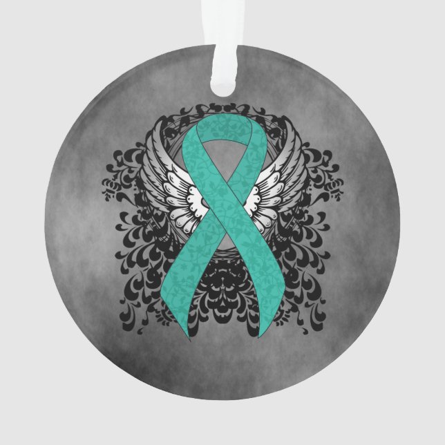 Sensibilisierung für die aquamarine Unterstützung  Ornament (Rückseite)