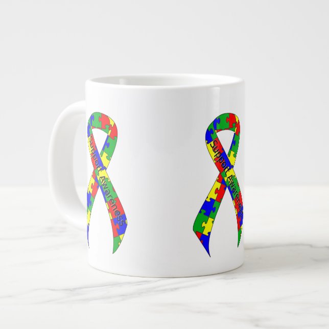 Sensibilisierung für die Unterstützung von Rätsel Jumbo-Tasse (Vorderseite Links)
