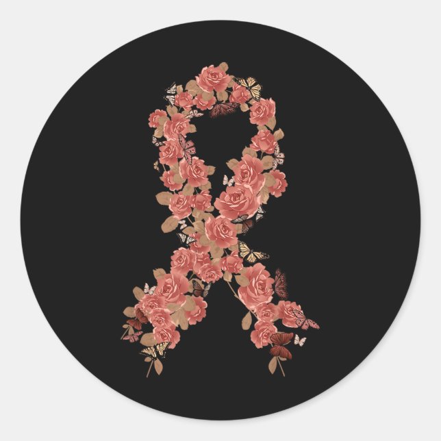 Sensibilisierung für Endometrialkarzinom Peach Rib Runder Aufkleber (Vorderseite)