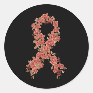 Sensibilisierung für Endometrialkarzinom Peach Rib Runder Aufkleber