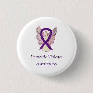 Sensibilisierung für häusliche Gewalt Angel Ribbon Button