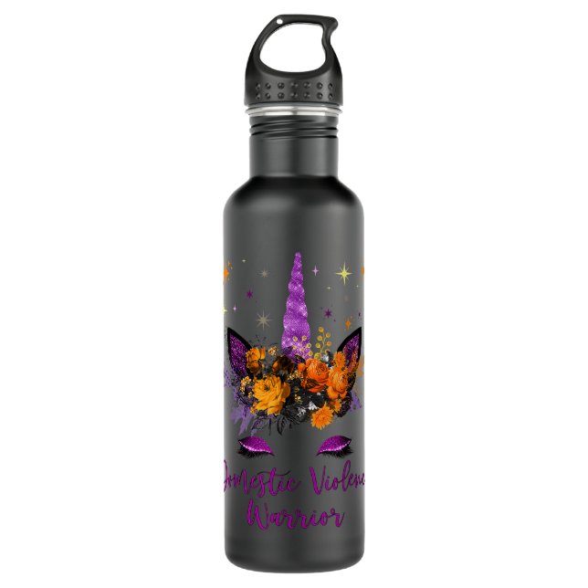 Sensibilisierung für häusliche Gewalt Einhorn Klei Edelstahlflasche (Vorderseite)