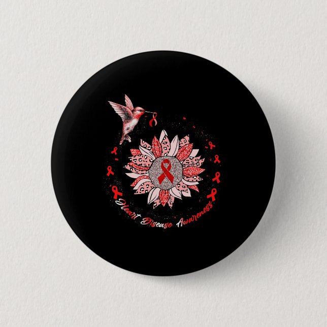 Sensibilisierung für Krankheiten Sonnenblume Hummi Button (Vorderseite)