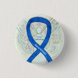 Sensibilisierung für Menschenhandel Angel Ribbon- Button