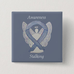 Sensibilisierung für Silberner Engel Ribbon Art Bu Button