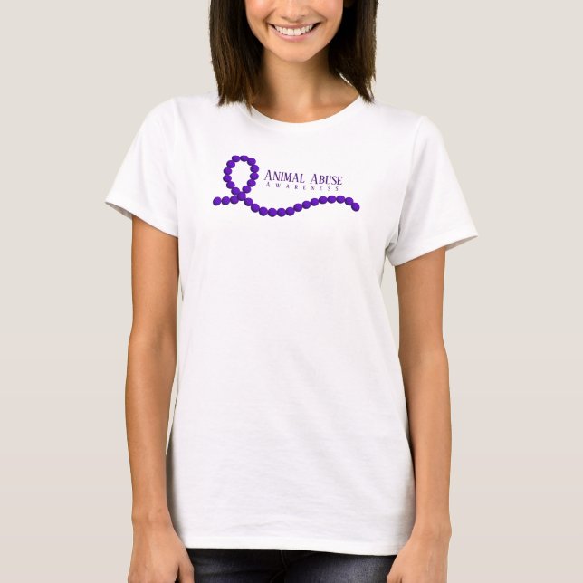 Sensibilisierung für Tiermissbrauch für Lila Ribbo T-Shirt (Vorderseite)