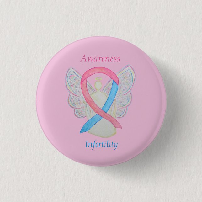 Sensibilisierung für Unfruchtbarkeit Engel Pink &  Button (Vorderseite)