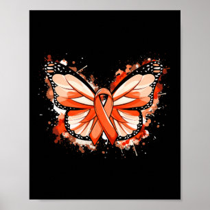 Sensibilisierungsgeschenke Orange Ribbon Butterfly Poster