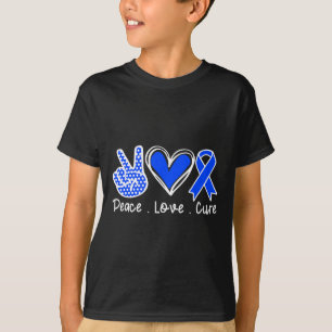 Sensibilisierungsmonat Blue Ribbon Peace Liebe Hei T-Shirt