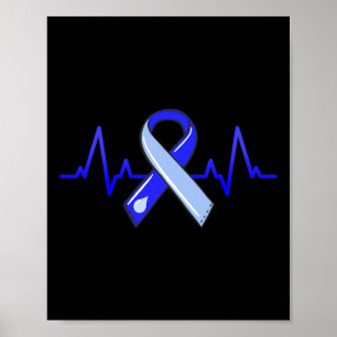 Sensibilisierungsmonat Heartbeat Blue Ribbon Poster