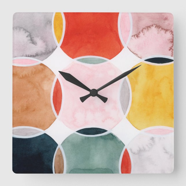 Sensikal - Kreismuster Quadratische Wanduhr (Vorderseite)