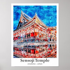 Sensoji Temple Asakusa Japan Reisen Wasserfarbe Poster