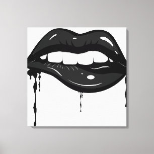 Sensual schwarze Lippen Canvas Print Leinwanddruck