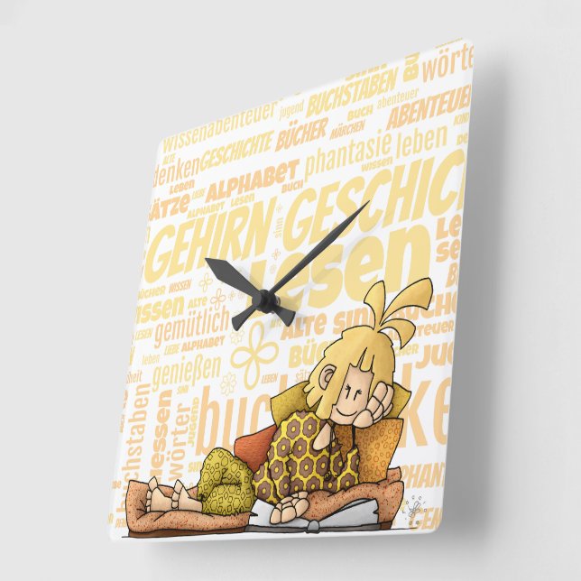 Senta - Buch /  Quadratische Wanduhr (Winkel)