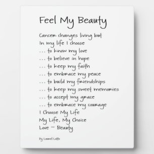 Sentez ma beauté Cancer Inspiration Poème Plaque